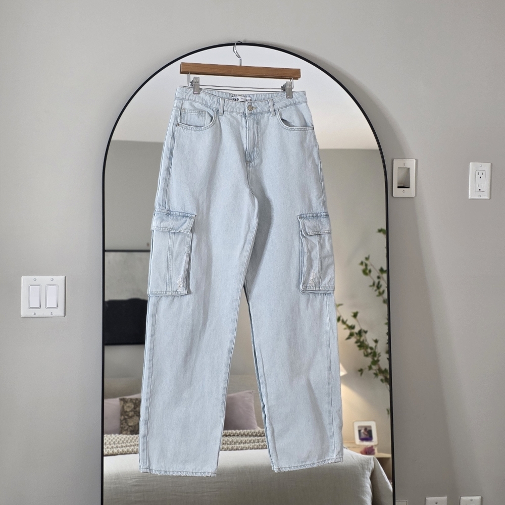 Zara Light Blue Straight Leg Jeans